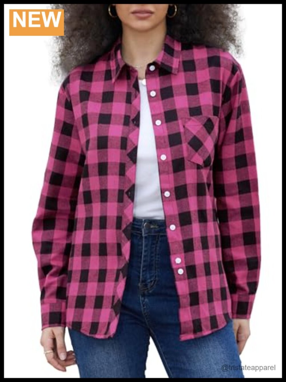 Flannel Cotton Plaid Button Down Long Sleeve Shirt Women's